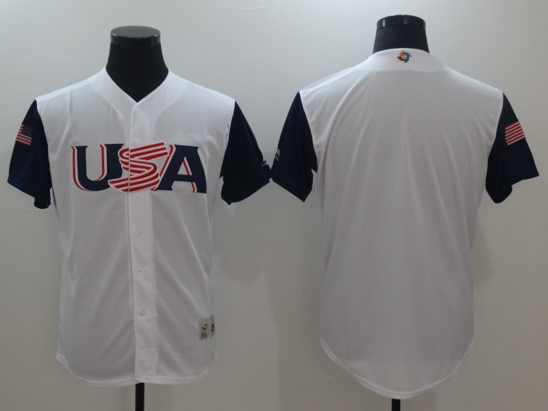 Men USA Baseball Majestic White 2017 World Baseball Classic Authentic Team Jersey->more jerseys->MLB Jersey